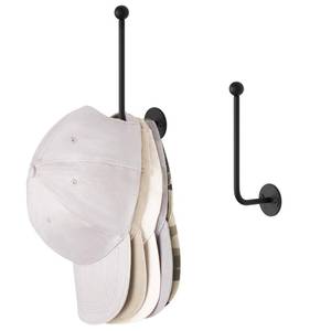 lot 8350 image: Dahey Hat Organizer for Baseball Caps, 2 Pcs Hat Rack Wall Mount 5 Inches Space Saving L Shaped Hat Holder Organizer Modern Metal Baseball Hat Storage Hook for Closet Bedroom Living Room, Black