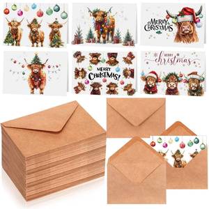 lot 8368 image: Motiskyy 60 Set Thank You Cards with Envelopes 4x 6 Watercolor Greeting Cards Blank with Envelopes for Wedding, Baby Shower, Bridal Shower, Graduation, Teacher Appreciation Gifts(Highland Cow)