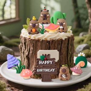 lot 8369 image: 13 PCS Capybara Cake Toppers Capybara Birthday Party Supplies Woodland Animals Cake Decoration Woodland Baby Shower Decorations
