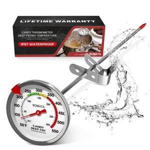 lot 8375 image: BOMATA Candy Thermometer with Pot Clip, Waterproof IP67 and 2.5 Display Deep Fry Oil Thermometer for Cooking, Food, Turkey, BBQ, Grill... Mth400 (No Pot Clip)