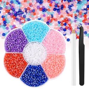 lot 8376 image: BOUBONI 6800 Pcs Flatback Pearls Kits 3mm Half Round Pearls for Crafts with Pickup Pencil Tweezer Suitable for Wedding Dresses Nail Art Facial Makeup Clothing DIY(Multicolor)