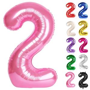 lot 8381 image: Pink Number 2 Balloon 40 Inch, 2 Balloon Number, 2nd Birthday Decorations for Baby Girls Boys Toddlers
