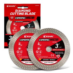 lot 8390 image: EZARC 3 inch Super Thin Diamond Blade, Diamond Saw Blades for Angle Grinder, 3 Tile Blade for Smooth Cutting Porcelain Ceramic Granite Marble Tile, 38 Arbor (2-Pack)