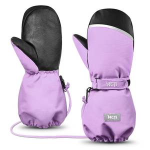 lot 8391 image: MCTi Kids Mittens Waterproof Winter Ski Warm Sherpa Lined Long Cuff with String