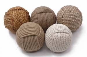 lot 8392 image: 5pc Nautical Rope Balls �� 2.5 Inch Each �� Handmade Jute and Cotton Decorative Knots �� for Rustic Tray Fillers, Wedding Centerpieces, Beach House or Living Room Decor Display