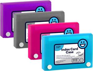 lot 8399 image: 3 X 5 Index Card Case Holds 100 Cards Includes Business CardIndex Holder and 5 Tab Dividers Comes in Assorted Color �� (Pack of 4) By (Emraw)