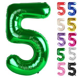 lot 8404 image: Green Number 5 Balloon 40 Inch, 5 Balloon Number, 5th Birthday Decorations, Green Party Supplies for Boys Girls