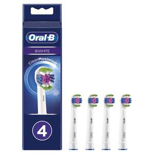 lot 8420 image: Oral-B 3D White Electric Toothbrush Head with CleanMaximiser Technology, Angled Bristles for Deeper Plaque Removal, Pack of 4, White