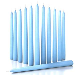lot 8439 image: CANDWAX 12 inch Taper Candles Set of 12 - Dripless and Smokeless Candle Unscented - Slow Burning Candle Sticks - Baby Blue Candles