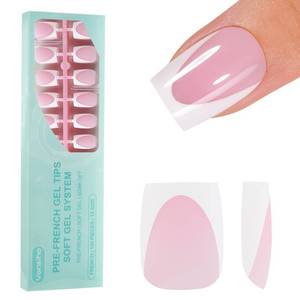 lot 8440 image: Vansiho Deep French Gel Nail Tips, 150Pcs Short Square French Tips Press on Nails, Pink Soft Gel Nails, Fake Nails for Nail Art DIY 15 Sizes