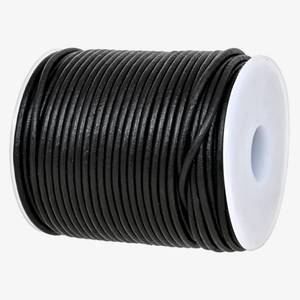lot 8444 image: GENIQUE RealGenuine Round Leather String Cord for Necklace, Bracelets, Jewellery, Braiding (2mm, Black Distressed)