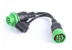 lot 8449 image: WISDOMHOOD Threaded SAE J1939 Type 2 Male to Female to OBD2 Female Port Splitter Cable