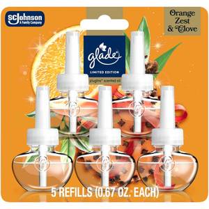 lot 8456 image: Glade PlugIns Refills Air Freshener, Orange Zest & Clove, Scented and Essential Oils for Home and Bathroom, 0.67 Fl Oz, 5 Count