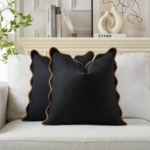lot 8459 image: Mayler Yee Scalloped Pillow Covers Set of 2 for Living Room  Decorative Sofa Couch Pillows  Boho Sytle Decorative Home  Aesthetic Funky Preppy Pillow Cases (Black & Brown, 18x18 Inch)