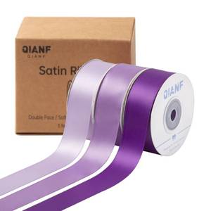 lot 8462 image: QIANF Purple Double Face Satin Ribbon 1 Inch x 45 Yards Lavender Fabric Ribbon for Gift Wrapping, Flower Bouquets, Hair Bows Making, Wedding Decoration, Invitation Cards, Christmas (3 Rolls 15Yd)