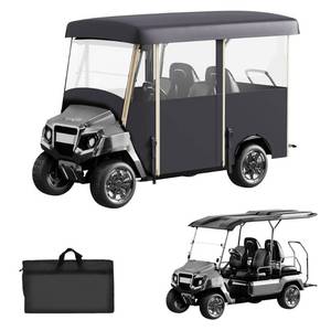 lot 9064 image: Golf Cart Cover Enclosure 4&6 Passenger, Golf Cart Cover for Yamaha Club Car EZGO, Waterproof 600D Oxford Rain Cover, Transparent Tail Light Panel, Foldable Door,4-Sided Clear Windows