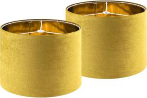 lot 9065 image: GO&SO Yellow Velvet Drum Lamp Shade Set of 2 Medium 13 Top x 13 Bottom x 10 High(Spider) Modern Lamp Shades For Table Lamps & Bedside Lamp Replacement Lampshade, Hand Crafted, Required Assembly
