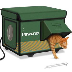 lot 9082 image: Weatherproof Heated Cat House for Outdoor in Winter, Heated Cat Bed Kitty Shelter with Cat Heating Pad, Insulated & Safe Escape Door, Warm Home for Outside Stray Cat