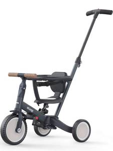 lot 11041 image: newyoo TR008 Tricycle for Toddlers 1-3, 5 in 1 Baby Balance Bike, Christmas and Birthday Gift for Boy and Girl, Toddler Bike with Parent Push Handle & Safety Guard, Dark Gray, TR008