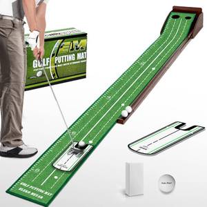 lot 11043 image: Eleko Meyar Golf Putting Mat, Portable Indoor Putting Green, Includes Putting Practice Ball, Wrinkle-Free Mat, Solid Wood Construction �� Suitable for Office, Living Room,Outdoor, Golf Gifts