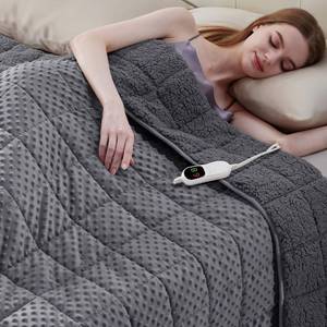 lot 11048 image: Wellfeel Heated Weighted Blanket for Adults, Soft Electric Throw Blanket 48x72 15LBS Fast Heating Heavy Cozy Blanket with 10 Heating Levels and 12468 Hours Auto Off (Grey,Twin Size)