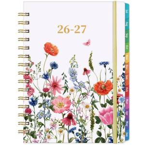 lot 12354 image: Planner 2026-2027 - Jul. 2026 - Jun. 2027, Academic Planner 2026-2027, 26-27 Planners Weekly and Monthly with Colorful Tabs, 6.3 x 8.4, Hardcover with Back Pocket  Thick Paper  Twin-Wire Binding - Flowers