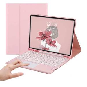 lot 12355 image: PboyiqiS Keyboard Case for Galaxy Tab A11 PlusA9 Plus 11 Inch, Trackpad Detachable Wireless Keyboard Slim Stand Folio Cover with S Pen Holder, Pink