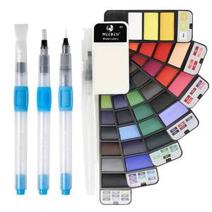 lot 12356 image: MEEDEN Travel Watercolor Paint Set Portable 42 Assorted Water Colors Paint Kit with 4 Brushes