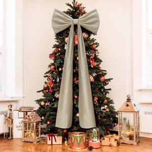 lot 14366 image: Knitgrip 20 x 71 Inches Christmas Extra Large Velvet Bows Christmas Tree Topper Decor Giant Xmas Tree Toppers Bows for Home Wreath Wall Backdrop Birthday Wedding Party Decorations(Khaki)