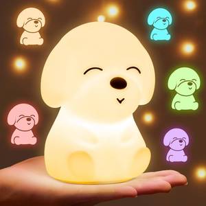 lot 14372 image: Night Light for Kids  16 Colors & 2 Brightness & 3060min Timer & Soft Silicone & 10h Use  Cute Night Light for Baby Nursery Kids Nightlight Dog Lamp, Kawaii Room Decor Puppy Gifts for Boys & Girls