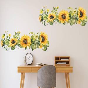 lot 14376 image: Small Fresh Sunflower Wall Decal Chic and Refreshing Sunflower Hallway Corridor Air Conditioner Stickers Boho Decor Calcoman�as para Pared de Cuarto Stickers for Girls Room Wall Art Peel and Stick