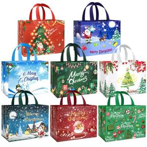 lot 14377 image: DaiUni 8 Pack Christmas Gift Bags Reusable Large Christmas Tote Bags, Non-Woven Xmas Bags with Handles for Gift Wrapping, Party Favor Supplies, 12.8�9.8�6.7