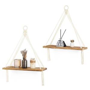 lot 15465 image: Dahey Macrame Hanging Shelf Boho Wall Decor Bedroom 2 Packs Rustic Wood Floating Shelves for Room Nursery Bathroom Living Room College Dorm Storage for Hanging Plants Photos, White