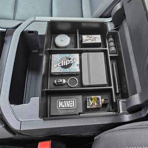 lot 15466 image: HGWEI Power Sliding Center Console Organizer Compatible with 2021-2026 GMC Yukon Chevy Tahoe Suburban Interior Accessories, Armrest Storage Box Insert Tray (Not for Console with Charging Socket) Black