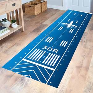lot 15477 image: Blue White Runway Runner Area Non Slip Rug,Airport Rugs,Aircraft Carpet,Airplane Carpets,Aviation Long RM1205 (80x200Cm31x78 inch)
