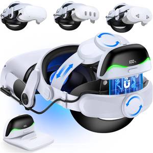lot 15482 image: Hot-Swappable Battery Head Strap for Quest 3Quest 3S Quest 2, 2 x 6700mAh Magnetic Battery for Extra 2-3H Playtime, Comfort VR Headstrap Reduce Pressure, Enhanced Balance, with Charging Station