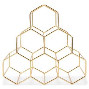 lot 15489 image: NAT & Jules Honeycomb Gold Tone Iron Metal Tabletop Wine Rack - Perfect for Kitchen Countertop, Pantry or Cabinets Display or Storage - Hold 6 Bottles, Gold Tone