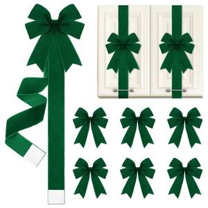 lot 15497 image: Daifunli 6 Pcs Dark Green Velvet Christmas Cabinet Ribbons Bows for Kitchen 78.7 Inch Large Christmas Door Ribbon Cabinet Bows for Gifts Xmas Tree Home Wall Furniture Party Decorations