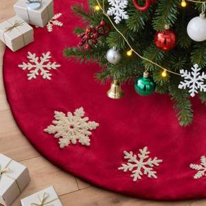 lot 15498 image: Lanpn Christmas Tree Skirt 48 inch, Velet Xmas Tree Skirt with Embroidery Snowflake Winter Christmas Tree Mat for Large Artificial Trees Winter Home Party Holiday Indoor Xmas Decor (Red, 120cm)