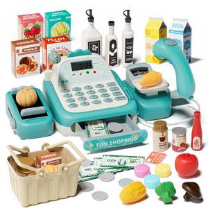 lot 15499 image: STACTCUTE 49PCS Pretend Play Cash Register Toy Set for Kids with Real Calculator,Scanner,Microphone,Conveyor Belt,Weighing Tool,Cashier Playset Realistic Gift for Toddler Kid Ages 3 4 5 6 7 8 (Green)
