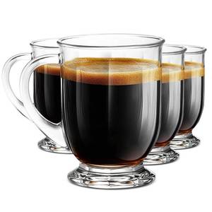 lot 15511 image: NBABSR Clear Glass Coffee Mugs Set of 4, 16 OZ Large Glass Beer Cups with Handle,Bottom Nine-Sided Mug for Men and Women Hot Beverages,Tea, Cappuccino, Latte, Espresso, Juice Mothers