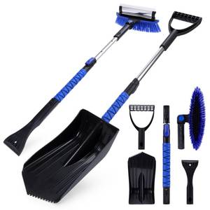 lot 15529 image: TONDA Snow Brush and Ice Scraper for Car Windshield, 180° Rotating Brush with Squeegee, Extendable Handle with Foam Grip, Snow Shovel for Cars, Trucks & SUVs, Blue