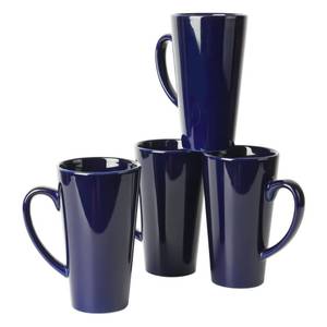 lot 15534 image: BYCNZB 16oz Funnel Ceramic Tall Coffee Mugs for Coffee, Tea, Cocoa, Latte, Milk set of 4(Cobalto)