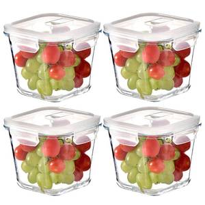 lot 15547 image: H.JSS WDJS 4 Cup Square Glass Food Storage Container with Lids, Square Glass Soup Container with Airtight Lids, 32 OZ Food Prep Bowls for Leftovers, Salad, Microwave��Fridge��Dishwasher Safe (4 Pack)