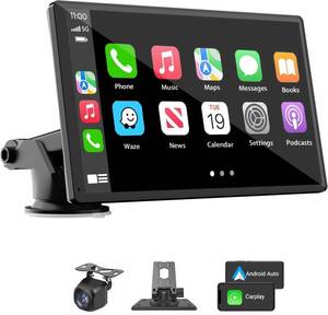 lot 15548 image: Portable Wireless Carplay Car Stereo, 7 HD Touchscreen for Car with Apple CarPlay & Android Auto with Backup CameraMirror LinkVoice ControlBluetoothGPSAUXFM Satellite Radio for All Vehicles