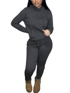 lot 15555 image: Nimsruc Two Piece Outfits for Women Casual Sweatsuits Set Long Sleeve Hoodie Tracksuit Matching Jogger Pants Sets Dark Grey L