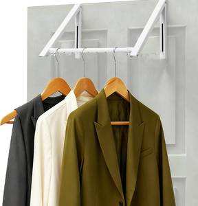 lot 15558 image: Over The Door Hanger, Foldable Over The Door Drying Rack with 20-32 Expandable Width, Space Saving Doors Clothes Hanger for Laundry, Bathroom, Apartment, Fits Doors up to 1-14��, Metal, White