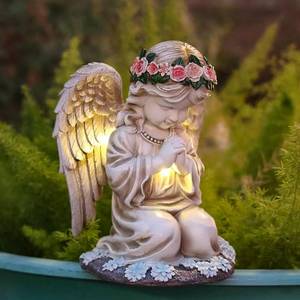 lot 15560 image: Sharita Praying Angels Figurine,Solar Garden Angel Statues, Waterproof Kneeling Angel Sculpture, Outdoor Decor Ornament for Patio Lawn Yard Balcony, Garden Gift wings broken off