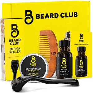 lot 16294 image: The Beard Club Beard Growth Kit - Derma Roller, Beard Growth Oil, Sandalwood Balm, Comb - Gift Set