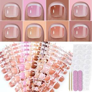 lot 16299 image: FJSMTOPl 216Pcs Press on Toenails - French Tip Toe Nails Press ons - White French Fake Toe Nails - Acrylic Glue on Toe False nails - Stick on Toenails for Women Nail Manicure